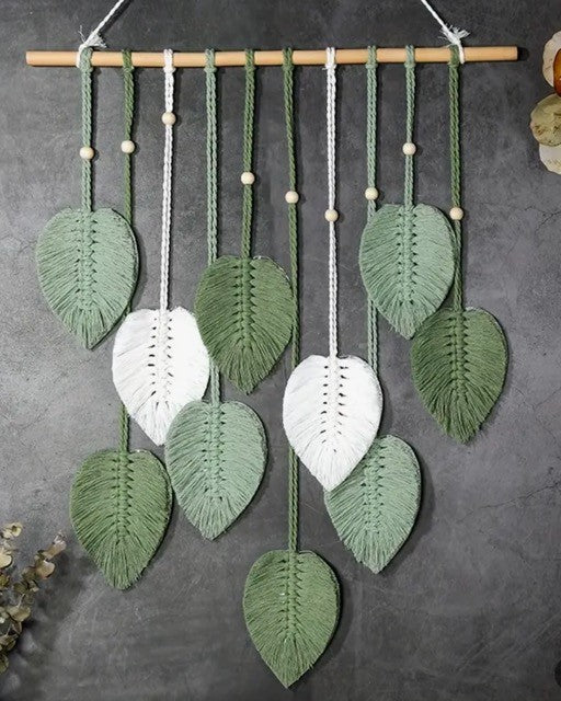 Bohemian Macrame Wall Hanging Green Leaf